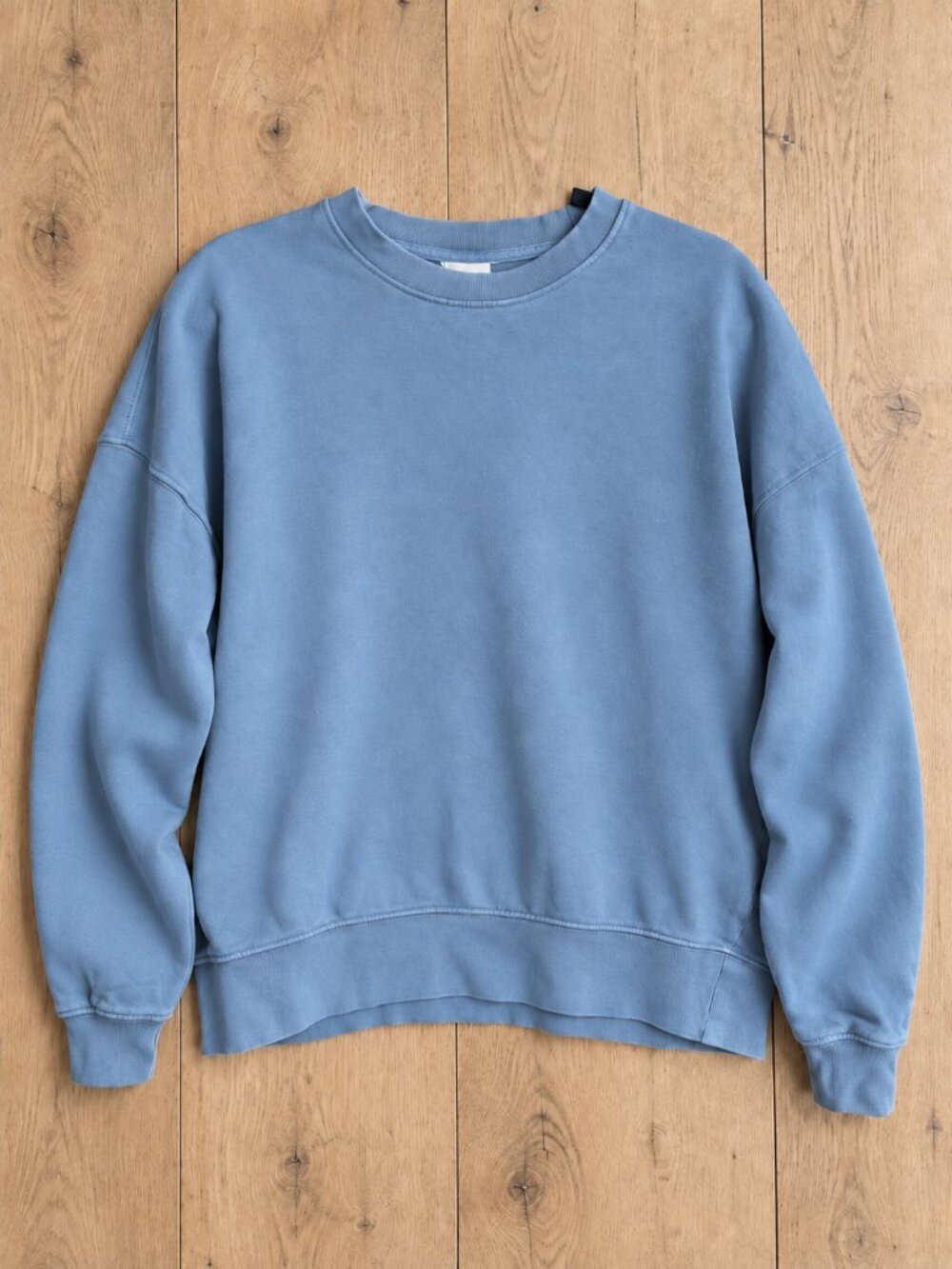 Zara Washed Blue Oversized Crewneck Sweatshirt Dropped Shoulder M